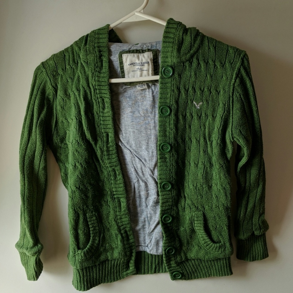 Green Cardigan Sweater